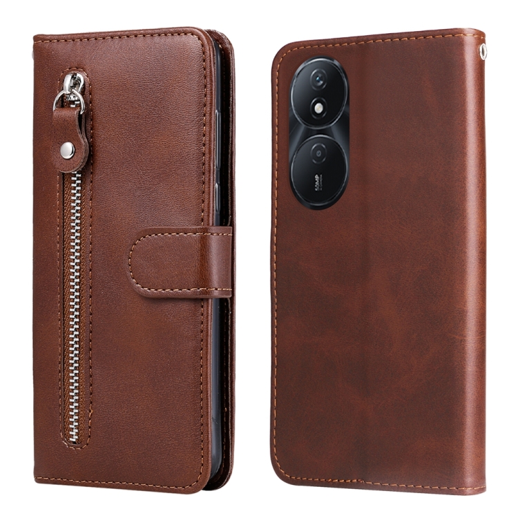 

For Honor Play 50 Plus Fashion Calf Texture Zipper Leather Phone Case(Brown)