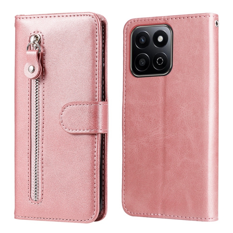 

For Honor Play 60 Plus Fashion Calf Texture Zipper Leather Phone Case(Rose Gold)