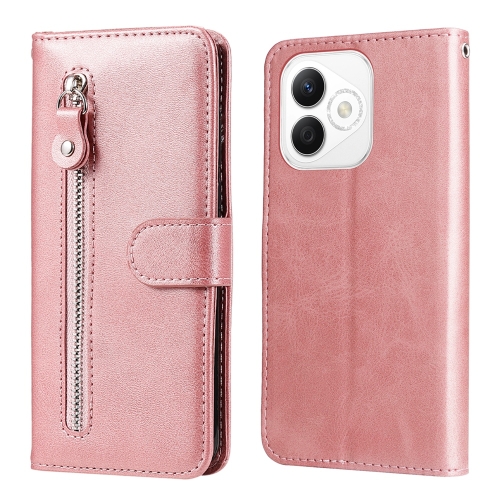 

For Honor X60i Fashion Calf Texture Zipper Leather Phone Case(Rose Gold)