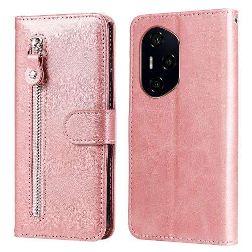 

For Honor 300 Ultra Fashion Calf Texture Zipper Leather Phone Case(Rose Gold)