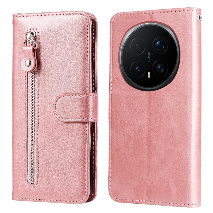 

For Honor Magic8 Pro Fashion Calf Texture Zipper Leather Phone Case(Rose Gold)