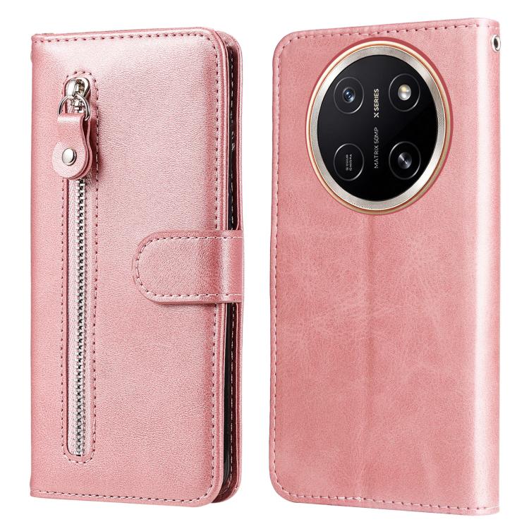 For Honor X80 Pro Max 5G / X9e Pro 5G Fashion Calf Texture Zipper Leather Phone Case(Rose Gold)