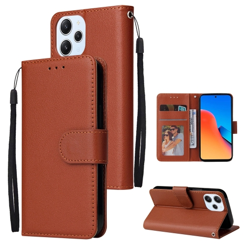 

For Xiaomi Redmi 12 4G/5G/Note 12R Multifunctional Horizontal Flip Leather Phone Case with Three Card Slot(Brown)