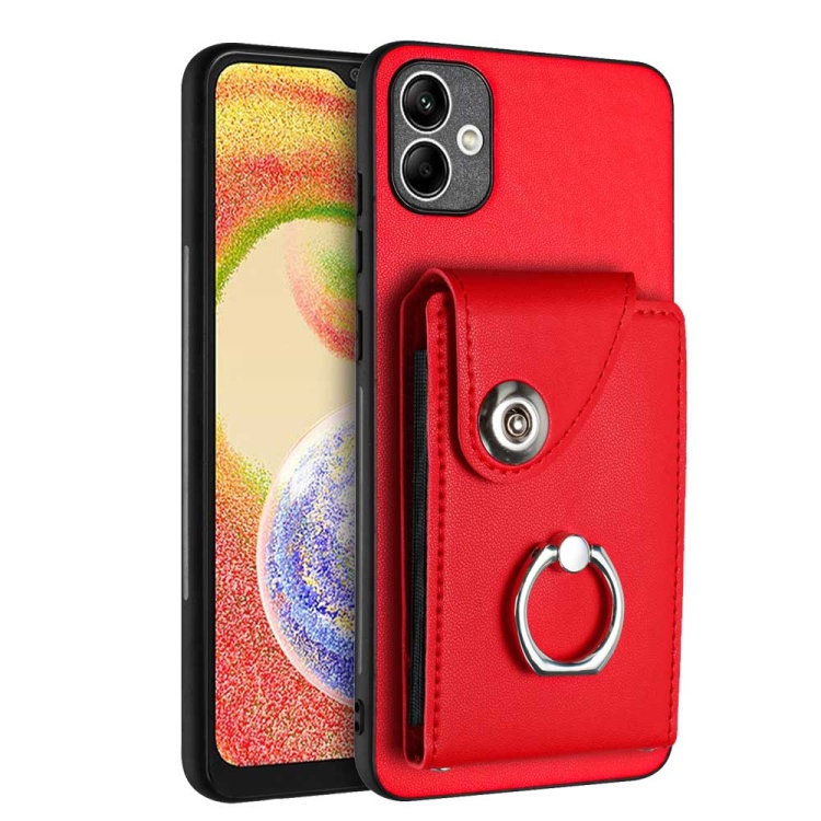 

For Samsung Galaxy A04 4G Organ Card Bag Ring Holder PU Phone Case(Red)