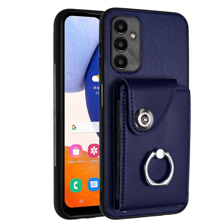 

For Samsung Galaxy A15 4G Organ Card Bag Ring Holder PU Phone Case(Blue)