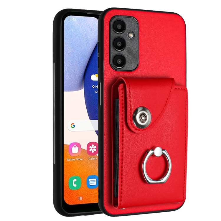 

For Samsung Galaxy A15 4G Organ Card Bag Ring Holder PU Phone Case(Red)