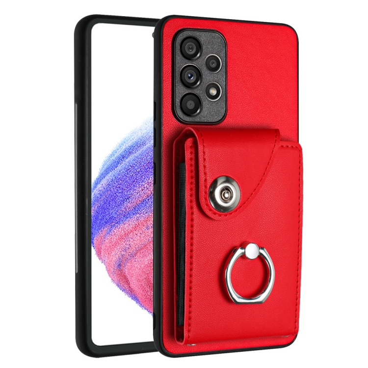 

For Samsung Galaxy A53 5G Organ Card Bag Ring Holder PU Phone Case(Red)