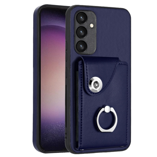 

For Samsung Galaxy A34 5G Organ Card Bag Ring Holder PU Phone Case(Blue)