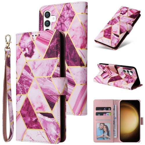 

For Samsung Galaxy S24+ 5G Marble Bronzing Stitching Leather Phone Case(Purple)