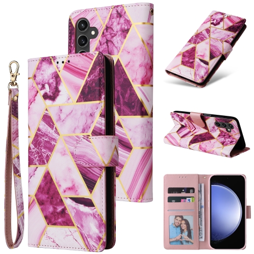 

For Samsung Galaxy S23 FE 5G Marble Bronzing Stitching Leather Phone Case(Purple)