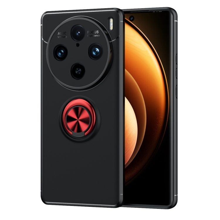 

For vivo X100 Pro Metal Ring Holder TPU Phone Case(Black+Red)