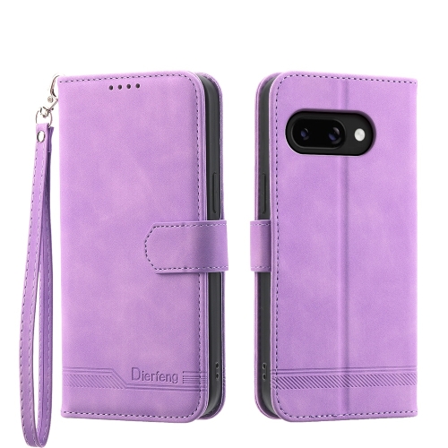 

For Google Pixel 9a Dierfeng Dream Line TPU Hybrid PU Leather Phone Case(Purple)