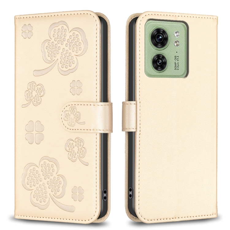 

For Motorola Edge 40 5G Four-leaf Embossed Leather Phone Case(Gold)