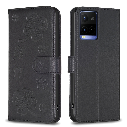 

For Motorola Moto G13 4G / G23 4G / G53 5G Four-leaf Embossed Leather Phone Case(Black)