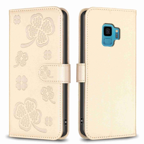 

For Samsung Galaxy S9 Four-leaf Embossed Leather Phone Case(Gold)