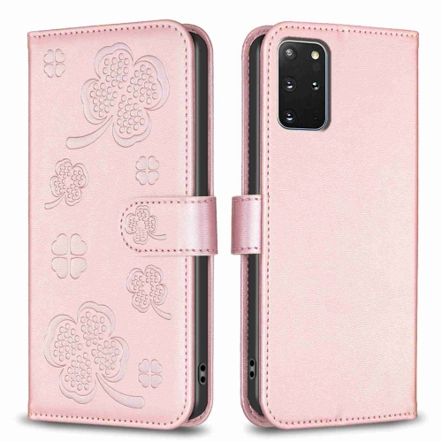 

For Samsung Galaxy S20+ Four-leaf Embossed Leather Phone Case(Pink)