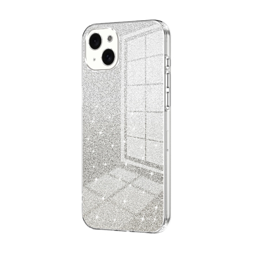 

For iPhone 15 Plus Gradient Glitter Powder Electroplated Phone Case(Transparent)