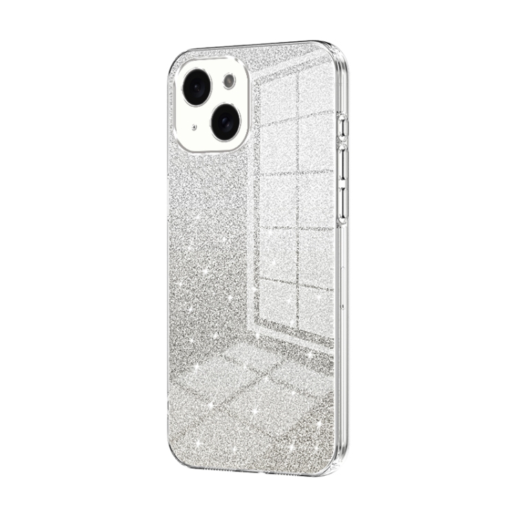 

For iPhone 15 Gradient Glitter Powder Electroplated Phone Case(Transparent)