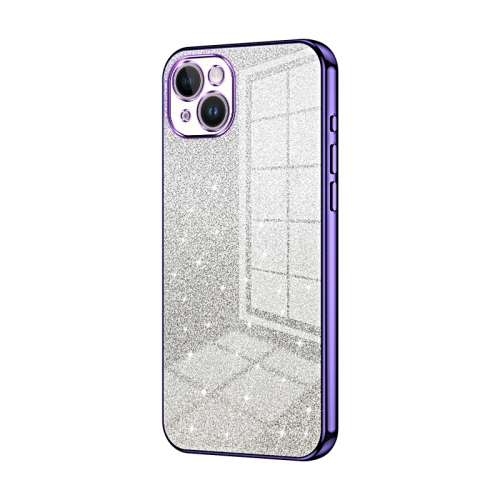 

For iPhone 14 Plus Gradient Glitter Powder Electroplated Phone Case(Purple)