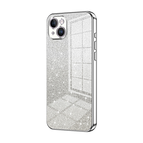 

For iPhone 14 Plus Gradient Glitter Powder Electroplated Phone Case(Silver)