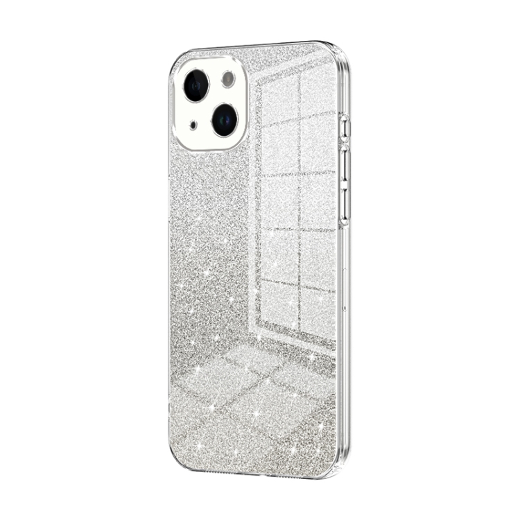 

For iPhone 14 Gradient Glitter Powder Electroplated Phone Case(Transparent)