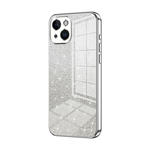 

For iPhone 14 Gradient Glitter Powder Electroplated Phone Case(Silver)