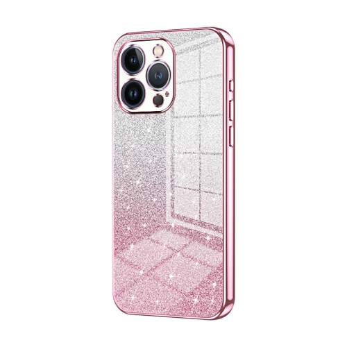 

For iPhone 13 Pro Gradient Glitter Powder Electroplated Phone Case(Pink)