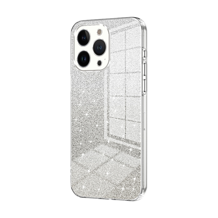 

For iPhone 13 Pro Gradient Glitter Powder Electroplated Phone Case(Transparent)