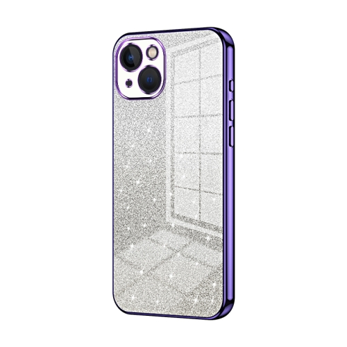 

For iPhone 13 Gradient Glitter Powder Electroplated Phone Case(Purple)
