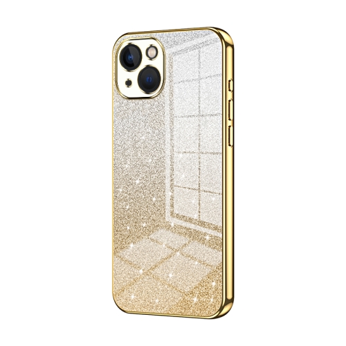 

For iPhone 13 Gradient Glitter Powder Electroplated Phone Case(Gold)