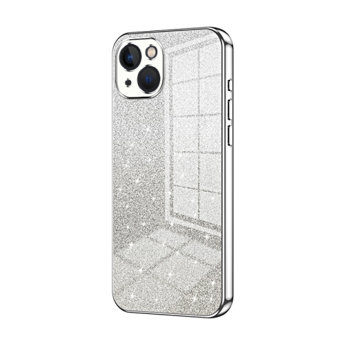 

For iPhone 13 Gradient Glitter Powder Electroplated Phone Case(Silver)