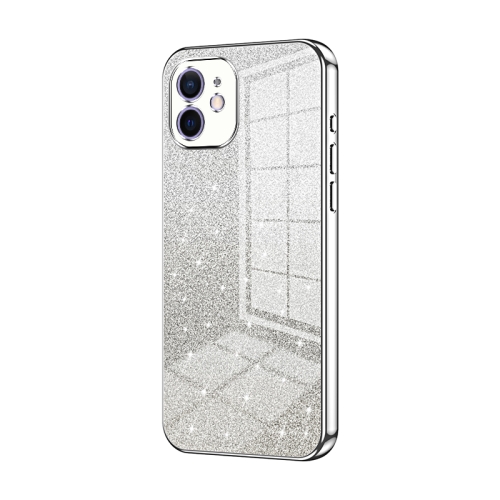 

For iPhone 12 Gradient Glitter Powder Electroplated Phone Case(Silver)