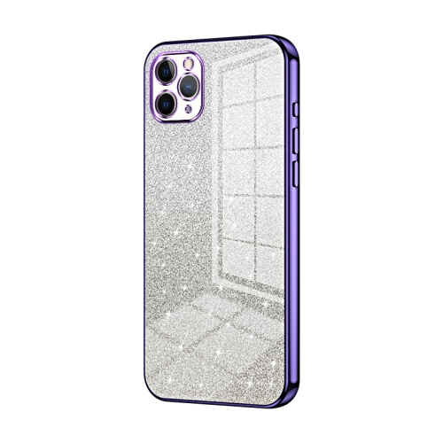 

For iPhone 11 Pro Max Gradient Glitter Powder Electroplated Phone Case(Purple)