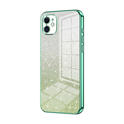 

For iPhone 11 Gradient Glitter Powder Electroplated Phone Case(Green)