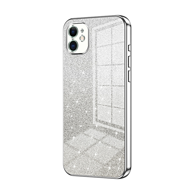 

For iPhone 11 Gradient Glitter Powder Electroplated Phone Case(Silver)