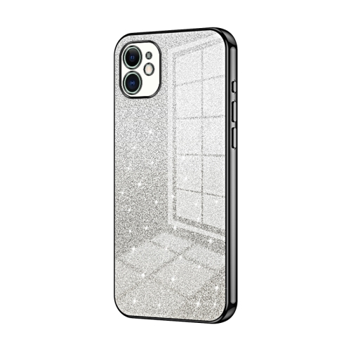

For iPhone 11 Gradient Glitter Powder Electroplated Phone Case(Black)
