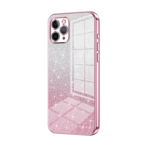 

For iPhone 11 Pro Gradient Glitter Powder Electroplated Phone Case(Pink)