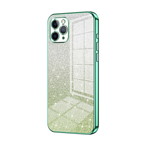 

For iPhone 11 Pro Gradient Glitter Powder Electroplated Phone Case(Green)