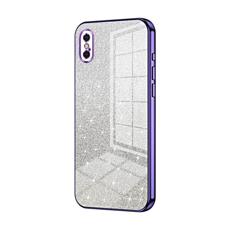 

For iPhone X / XS Gradient Glitter Powder Electroplated Phone Case(Purple)