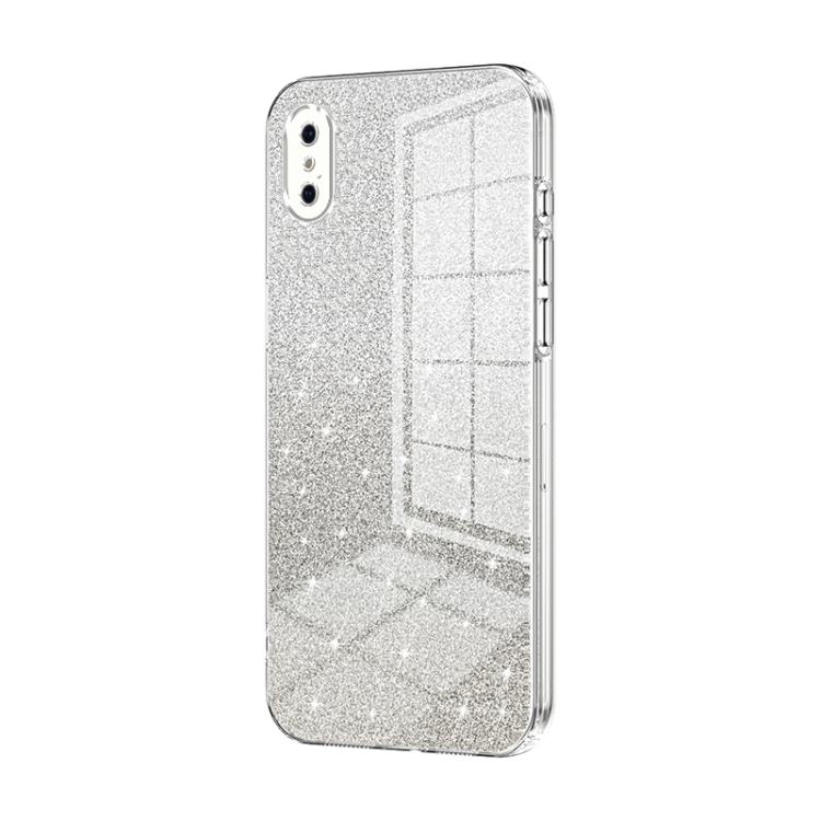 

For iPhone X / XS Gradient Glitter Powder Electroplated Phone Case(Transparent)