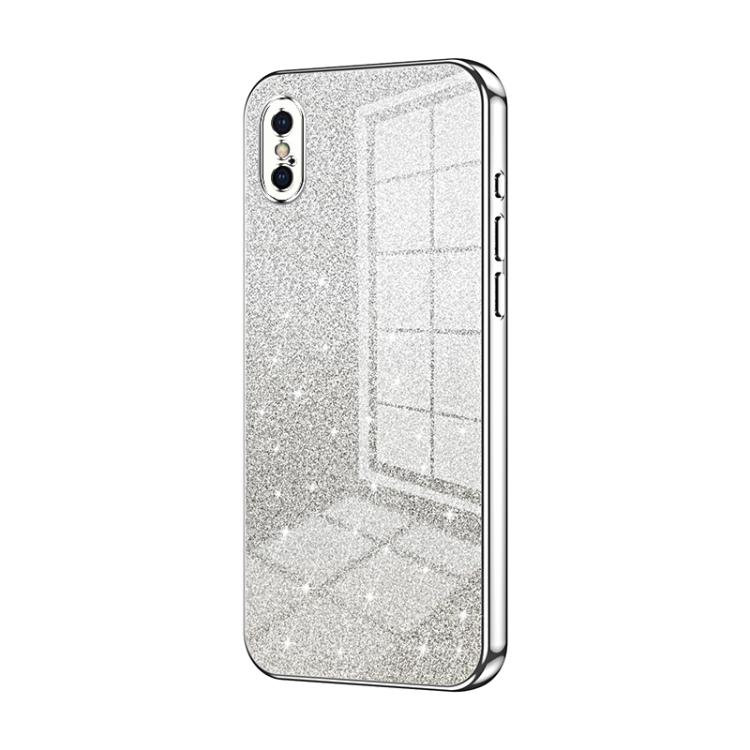 

For iPhone X / XS Gradient Glitter Powder Electroplated Phone Case(Silver)