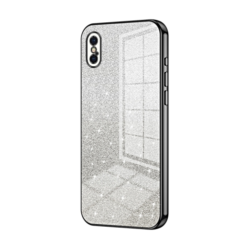 

For iPhone X / XS Gradient Glitter Powder Electroplated Phone Case(Black)