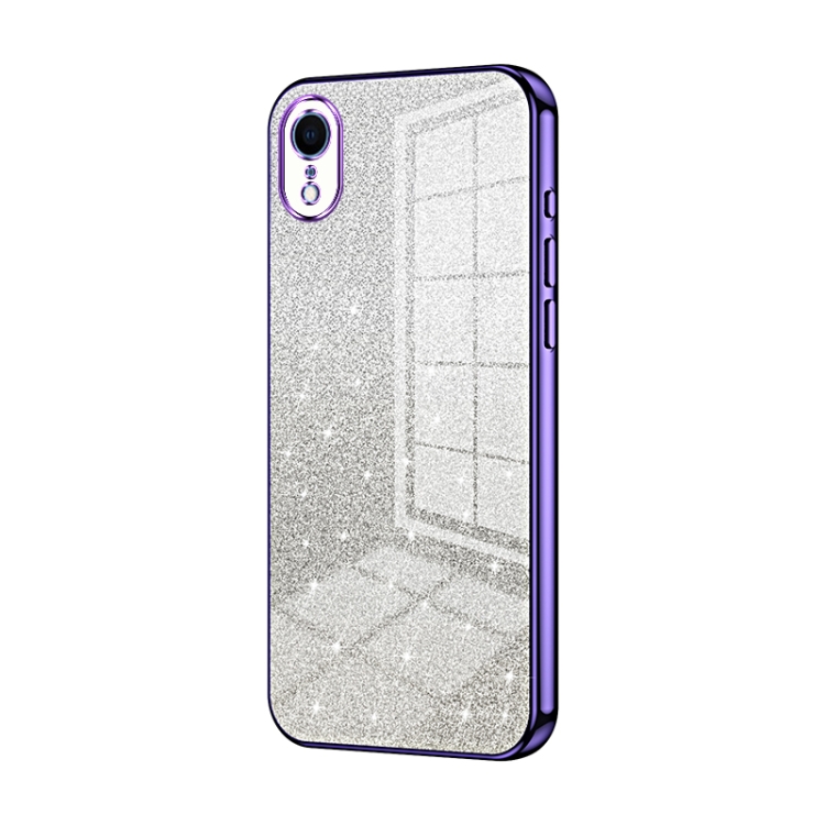 

For iPhone XR Gradient Glitter Powder Electroplated Phone Case(Purple)