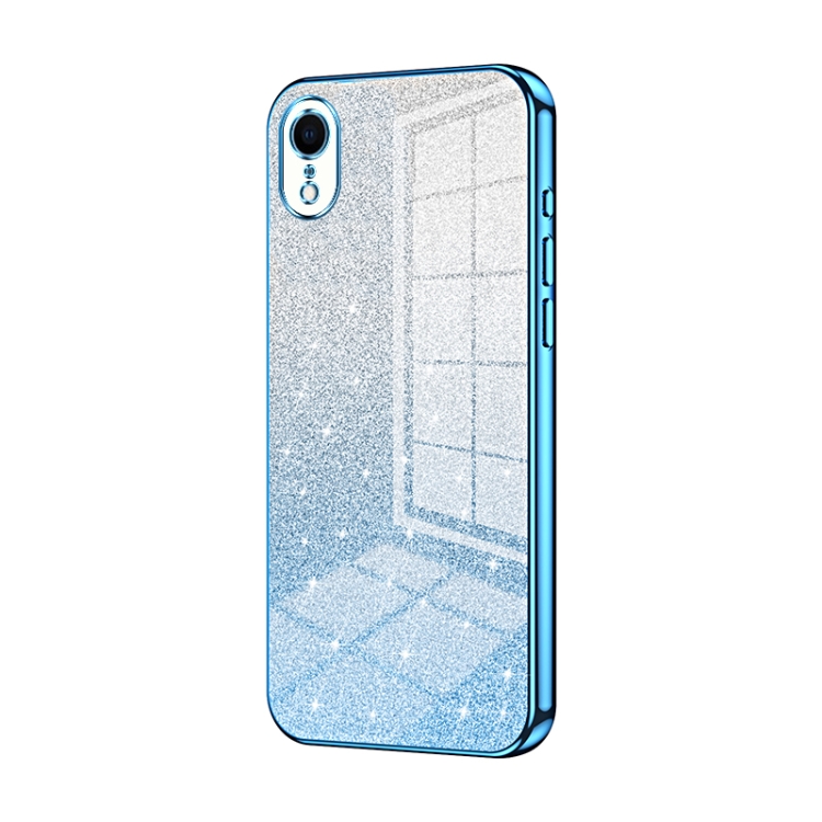

For iPhone XR Gradient Glitter Powder Electroplated Phone Case(Blue)