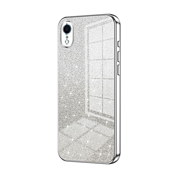 

For iPhone XR Gradient Glitter Powder Electroplated Phone Case(Silver)
