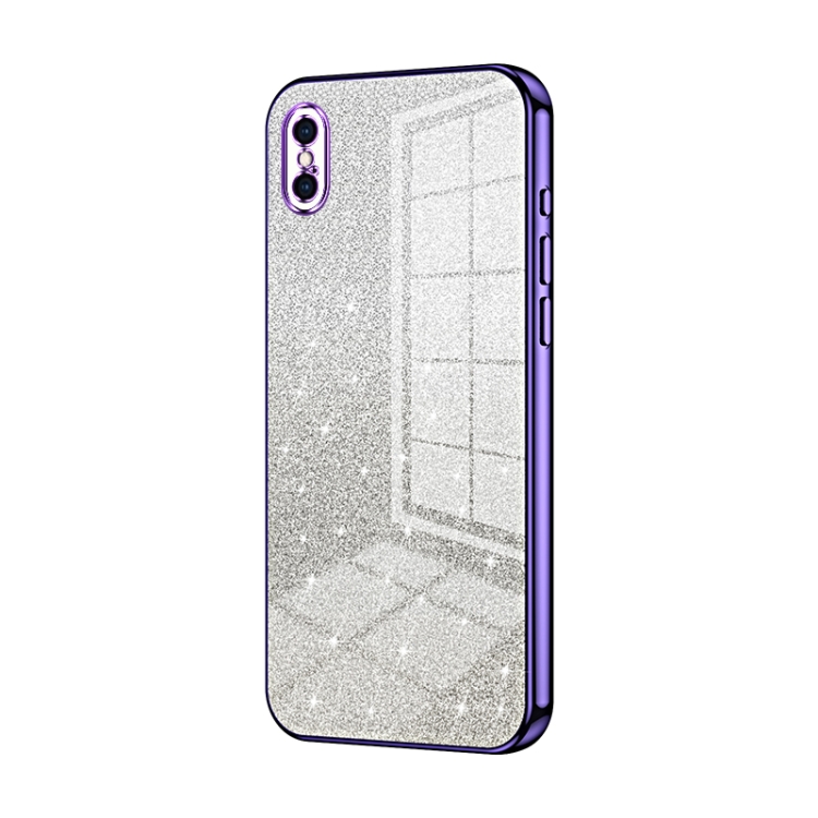 

For iPhone XS Max Gradient Glitter Powder Electroplated Phone Case(Purple)