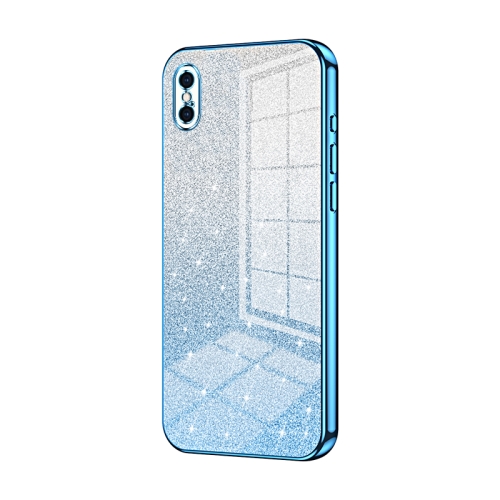 

For iPhone XS Max Gradient Glitter Powder Electroplated Phone Case(Blue)