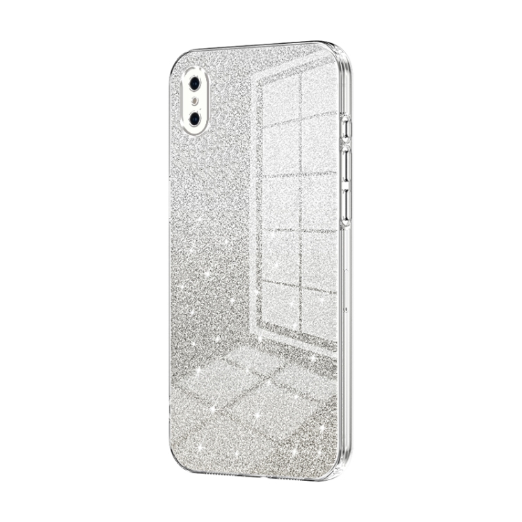 

For iPhone XS Max Gradient Glitter Powder Electroplated Phone Case(Transparent)