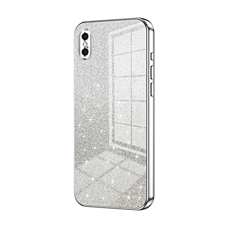 

For iPhone XS Max Gradient Glitter Powder Electroplated Phone Case(Silver)