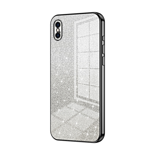 

For iPhone XS Max Gradient Glitter Powder Electroplated Phone Case(Black)